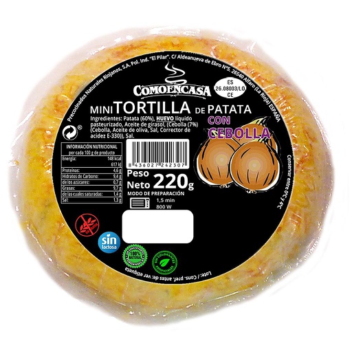 [16.04.0361C] MINI TORTILLAS C/CEBOLLA 220GX10 COMOENCASA