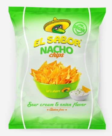 [08.11.1070] NACHO CHIPS SOUR CREAM&CEBOLLA 18x100g GLUTEN FREE